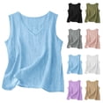 thumbnail image 1 of Womens Tank Tops Beach Vacation Outfits V Neck Loose Blue Loose Solid Color Sleeveless Casual Shirt Spring Fashion Clothes 2XL, 1 of 5