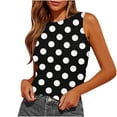 thumbnail image 1 of Womens Tank Tops, Black and White Polka Dot Athletic Gym Running Workout Sleeveless Tank Top for Women, 1 of 4