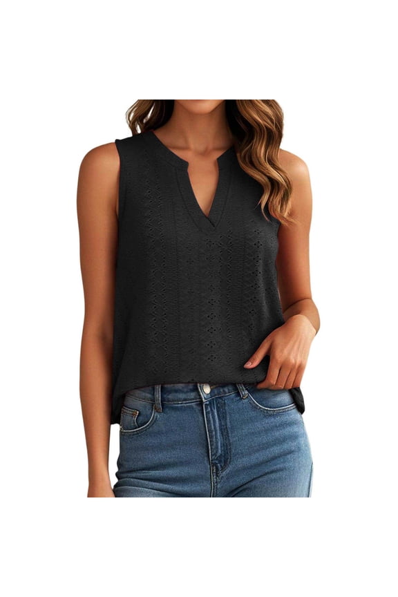 Womens Tank Tops Boho Floral Lace V Neck Loose Fit Blouse Comfortable Womens Camisole Black XXL