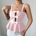 thumbnail image 1 of Womens Tank Tops Bowknot Front Cutout Tops Going Out Outfits Summer Trendy Clothes Pink Plus M, 1 of 3