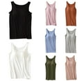 thumbnail image 1 of Womens Tank Tops With Built In Bra 2025 Summer Casual Crew Neck Sleeveless Cotton Padded Workout Tops Solid Color Breathable Casual Sports Tees Black S, 1 of 5