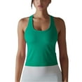 thumbnail image 1 of Womens Tank Tops with Built in Bra - Ribbed Workout Tank Tops for Women Built in Bra Tight Racerback Round Neck Athletic Yoga Tank Tee Classic Tank Tops Style-27 Green S, 1 of 8