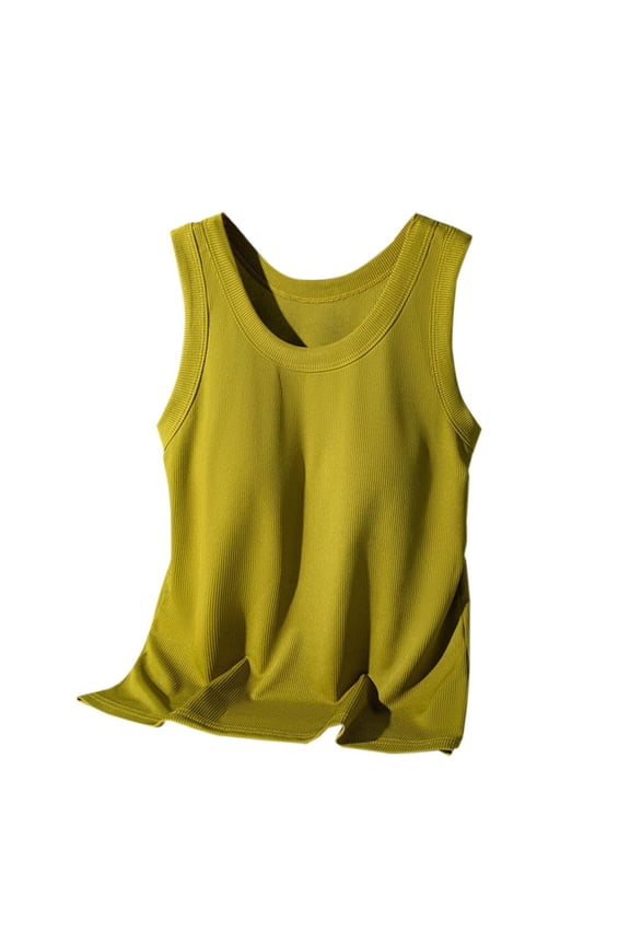 Womens Tank Tops with Built in Bras Womens Cropped Tank Tops Pleated Tank Top Summer Tank Tops Ribbed Workout Tank Beach Tank Tops Tight Workout Tees Shirts Green 2XL