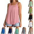 thumbnail image 1 of Womens Tank Tops Built in Bra Sleeveless Square Neck Tank Wide Strap Pleated Blouse Flowy Loose Fit Summer Blouse Size M, 1 of 6