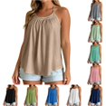 thumbnail image 1 of Womens Tank Tops Built in Bra Sleeveless Square Neck Tank Wide Strap Pleated Blouse Flowy Loose Fit Summer Blouse Size M, 1 of 6