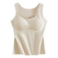 thumbnail image 1 of Womens Tank Tops Built in Bras Fleece Lined Seamless Padded Soft Underwear Sleeveless Square Neck Thermal Vest (XL, White), 1 of 7