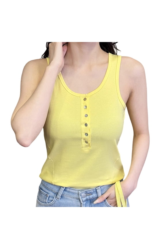 Womens Tank Tops Button Front Sleeveless Top Casual Basic Slim Fit Cami Tee Shirts