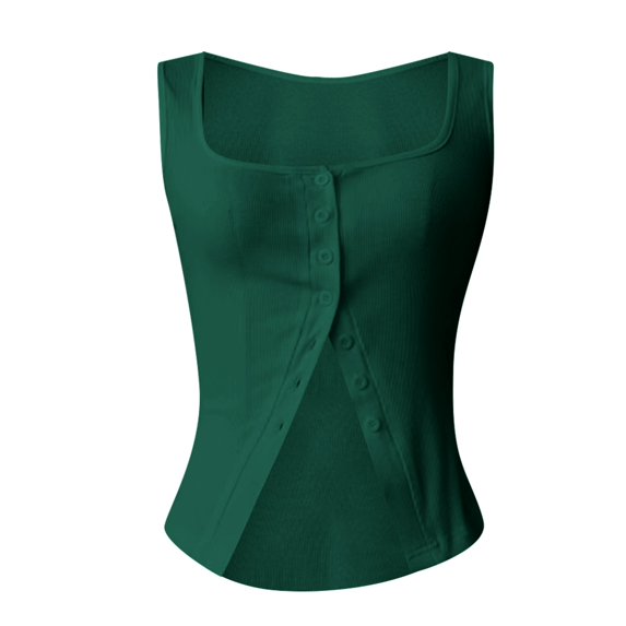 Womens Tank Tops Button Down Sleeveless Vest Ribbed Slim Fitted Camisole Elegant Dressy Casual Cami Sexy Crop Tops Daily Wear Going Out Tops 2026 Fall Outfits for Women(Light Green,S)