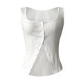 thumbnail image 1 of Womens Tank Tops Button Down Sleeveless Vest Ribbed Slim Fitted Camisole Elegant Dressy Casual Cami Sexy Crop Tops Daily Wear Going Out Tops 2026 Fall Outfits for Women(White,XL), 1 of 3