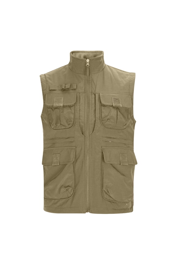 Womens Tank Tops- Cargo Vest for Women Casual Sleeveless Lightweight Outdoor Fishing Safari Travel Photo Vest with Multi Pockets Khaki XXL