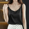 thumbnail image 1 of Womens Tank Tops under $5 2025 Satin V-neck Solid Color Tank Camisole Undershirt Black S, 1 of 3