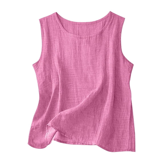 Womens Tank Tops Cotton Linen for Women Casual Summer Basic Sleeveless Layering Camisoles Beach Vacation Clothes