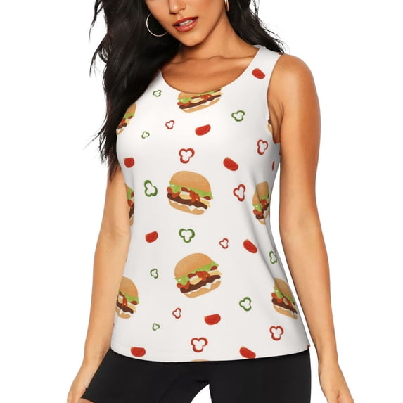 Womens Tank Tops, Cute Food Tomato Chili Round Neck Sleeveless Summer Tops Loose Fit Trendy Workout Casual Shirts