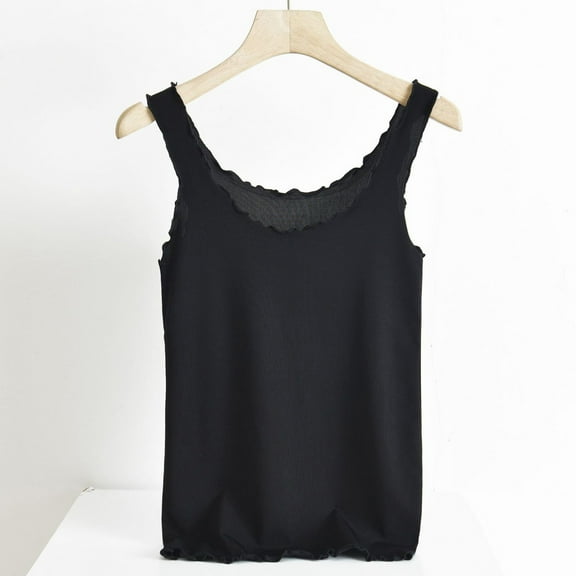 Womens Tank Tops Fashion Solid Color Crew Neck Shirts Casual Loose Fit Sleeveless Standard Straps Summer Tops