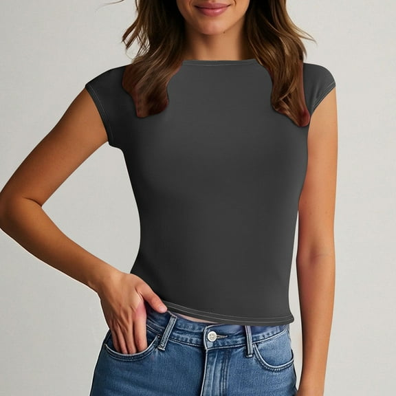 Womens Tank Tops Fashion Solid Color Crew Neck Tee Shirts Casual Slim Fit Sleeveless Standard Straps Summer Tops