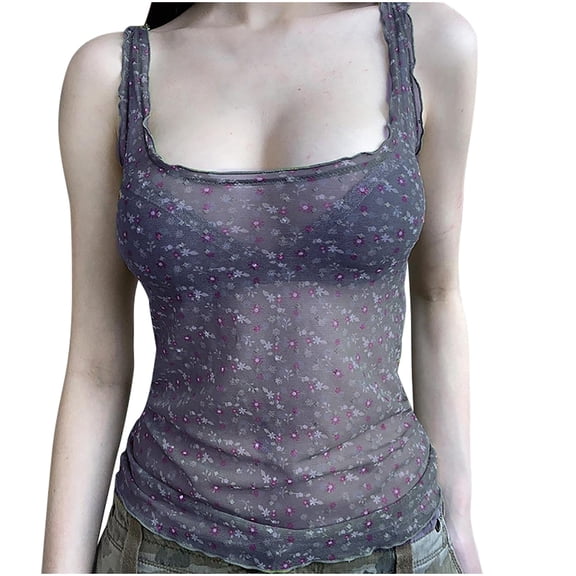 Womens Tank Tops- Floral Tank Tops Y2k Vintage 2000s Clothing Fairy Grunge Emo Cami Whimsy Twee Whisical Clothes