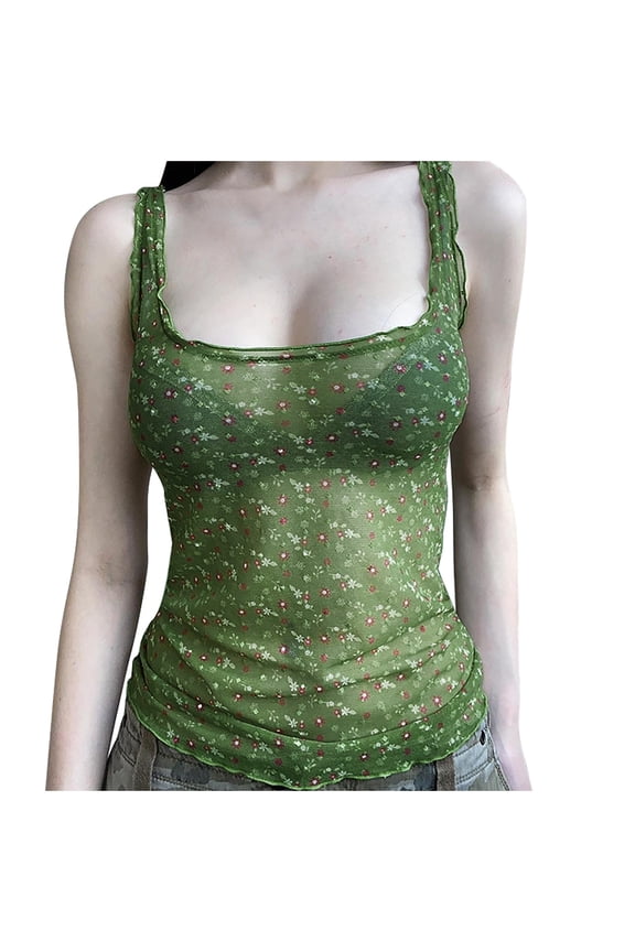Womens Tank Tops- Floral Tank Tops Y2k Vintage 2000s Clothing Fairy Grunge Emo Cami Whimsy Twee Whisical Clothes