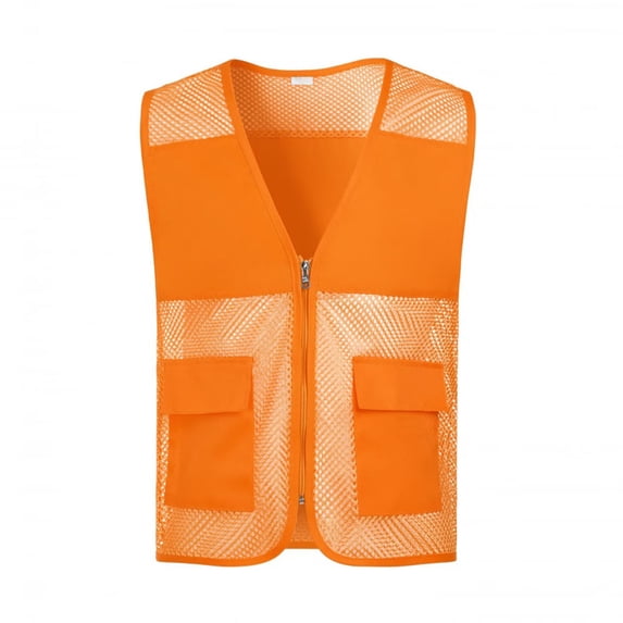 Womens Tank Tops- Hi Vis Reflective Safety Vest for Men Women Zip Up Mesh Work Vest with Pockets for Construction Orange XXXXL