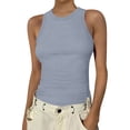 thumbnail image 1 of Womens Tank Tops High Neck Sleeveless Ribbed Tank Casual Basic Thick Strap Slim Fitted Shirts, 1 of 5