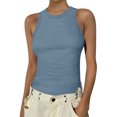 thumbnail image 1 of Womens Tank Tops High Neck Sleeveless Ribbed Tank Casual Basic Thick Strap Slim Fitted Shirts, 1 of 5