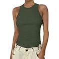 thumbnail image 1 of Womens Tank Tops High Neck Sleeveless Ribbed Tank Casual Basic Thick Strap Slim Fitted Shirts, 1 of 5