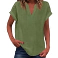 thumbnail image 1 of Womens Tank Tops Loose Fit Cap Sleeve Blouses with V neck Summer Solid Color Beach Outfits, 1 of 5