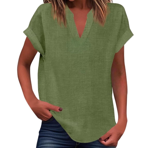 Womens Tank Tops Loose Fit Cap Sleeve Blouses with V neck Summer Solid Color Beach Outfits