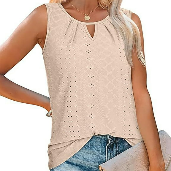 Womens Tank Tops Loose Fit Casual Sleeveless Tops Keyhole Neck Trendy Summer Tops Flowy Clothes Outfits 2025