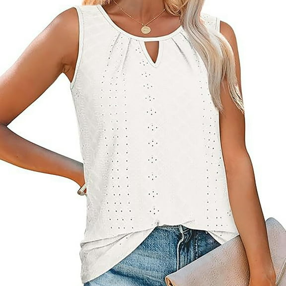 Womens Tank Tops Loose Fit Casual Sleeveless Tops Keyhole Neck Trendy Summer Tops Flowy Clothes Outfits 2025