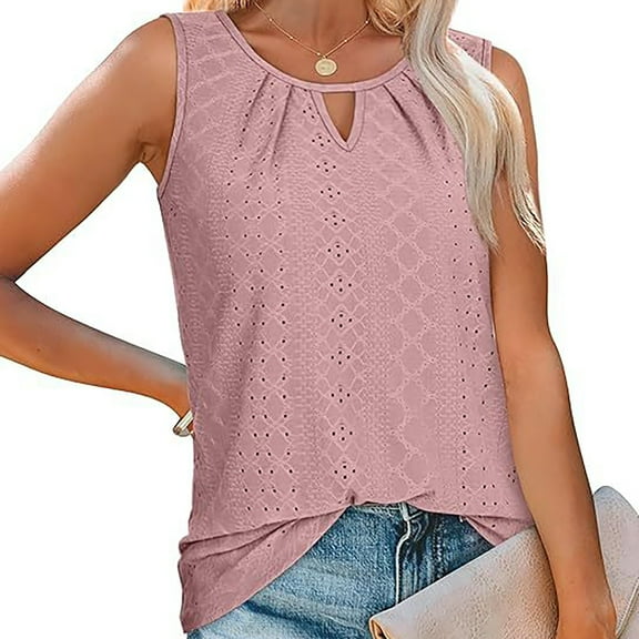 Womens Tank Tops Loose Fit Casual Sleeveless Tops Keyhole Neck Trendy Summer Tops Flowy Clothes Outfits 2025