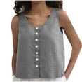 thumbnail image 1 of Womens Tank Tops Loose Fit Sevevn Women's Fashion Solid Summer Casual And Linen Sleeveless Round-Neck Button Tank, 1 of 7