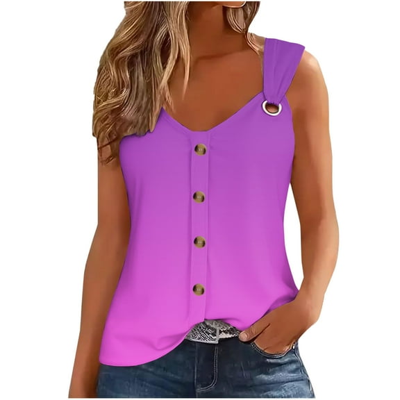 Womens Tank Tops Loose Fit Sevevn Women's Solid Color Camisole Sleeveless T-Shirt Loose Tank Top Basic Tank Tops For Women