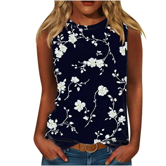 Womens Tank Tops Loose Fit Summer Cute Graphic Sleeveless Shirts Casual Workout Basic Tunic Blouse Vacation Outfits