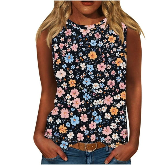 Womens Tank Tops Loose Fit Summer Cute Graphic Sleeveless Shirts Casual Workout Basic Tunic Blouse Vacation Outfits