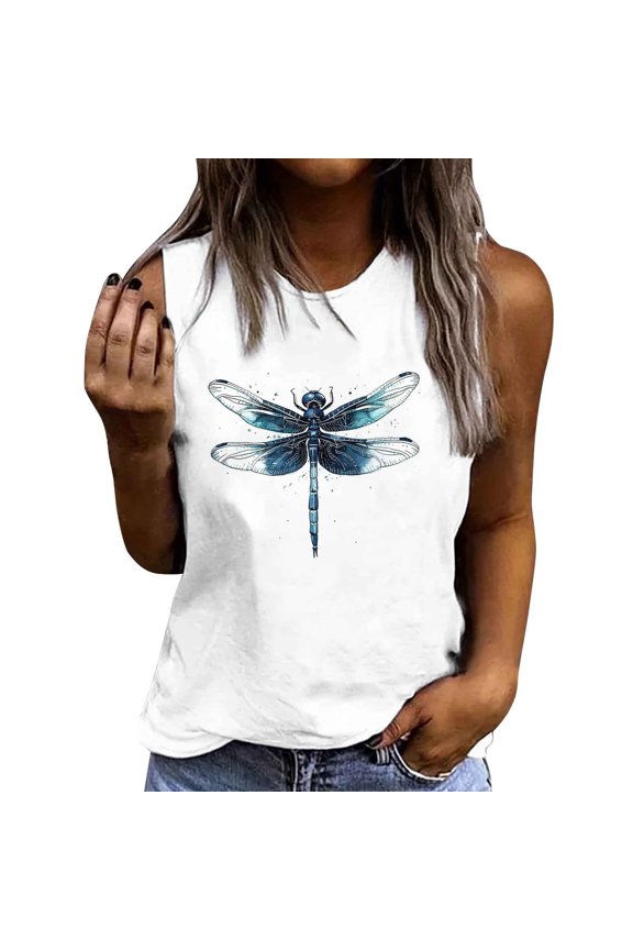 Womens Tank Tops Loose Fit Summer Cute Graphic Sleeveless Shirts Workout Basic Tunic