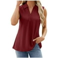 thumbnail image 1 of Womens Tank Tops Loose Fit Womens Summer Tank Tops Women Ladies Sexy V Neck Lace Trim Tank Tops Dressy Camisole Casual Loose Sleeveless Tunic Blouse Shirts Wine XXL, 1 of 6