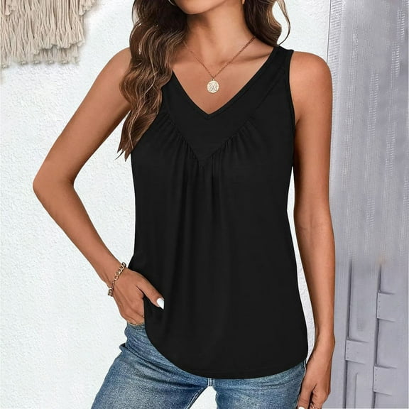 Womens Tank Tops Loose Fit V Neck Ruched Sleeveless Tops Casual Basic Shirts Bar Tops for Women Women's Top Satin Tops Women Silk Top Sequin Too Backless Top Women Bartender Top Women Breathe Top
