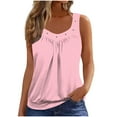 thumbnail image 1 of Womens Tank Tops Loose Fit V Neck Ruched Sleeveless Tops Summer Casual Basic Banded Shirts Flowy Beach Vacation, 1 of 5
