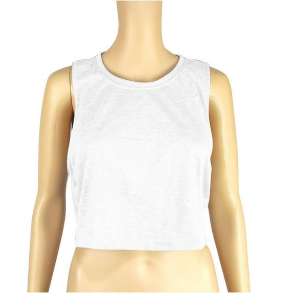 Womens Tank Tops Plus Size Sleeveless Round Neck Solid Color Slim Base Shirt Top White Free Size