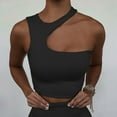 thumbnail image 1 of Womens Tank Tops Plus Size under $5 Sleeveless Hanging Neck Summer Solid Camisoles Tank Black M, 1 of 3
