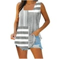 thumbnail image 1 of Womens Tank Tops Plus Size under $5 Sleeveless Square Collar Pinted Loose T-shirt Gray M, 1 of 6