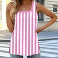 thumbnail image 1 of Womens Tank Tops Plus Size under $5 Sleeveless Square Collar Stripe Print Casual Loose T-shirt *Pink M, 1 of 5