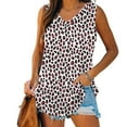thumbnail image 1 of Womens Tank Tops Plus Size under $5 Sleeveless V-neck Print T-shirt Casual Loose Tank Hot Pink M, 1 of 6