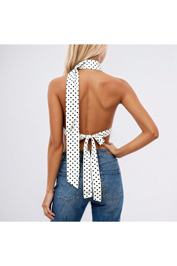 Womens Tank Tops Polka Dot Ribbed Built In Bra Support Tank Breathable Camisoles for Women White M