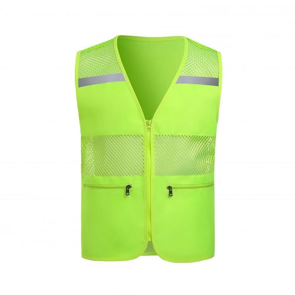 Womens Tank Tops- Reflective Safety Vest for Men Women Mesh High Visibility Vest Hi Vis Construction Work Vests with Zipper Pockets Green M