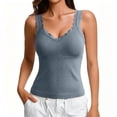 thumbnail image 1 of Womens Tank Tops Ribbed Fitted Lace Trim Camisole Sleeveless Summer Trendy Casual Basic Cute Cami Tops with Chest Padded Blue, 1 of 5