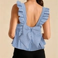 thumbnail image 1 of Womens Tank Tops Ruffle Tank Tops for Women Summer Square Neck Sleeveless Tops Tie Shoulder Chiffon Blouse Doll Shirts(Sky Blue,L), 1 of 4