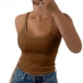 thumbnail image 1 of Womens Tank Tops Scoop Neck Sleeveless Ribbed Knit Basic Tees Slim Fitted Summer Casual Cami Shirts,Coffee,S, 1 of 8