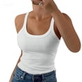 thumbnail image 1 of Womens Tank Tops Scoop Neck Sleeveless Ribbed Knit Basic Tees Slim Fitted Summer Casual Cami Shirts,White,XXL, 1 of 8