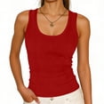 thumbnail image 1 of Womens Tank Tops Scoop Neck Sleeveless Ribbed Tank Summer Basic Thick Strap Slim Fitted Racerback Ribbed Knit Slim Fitted Basic Tank Top Shirt, 1 of 6